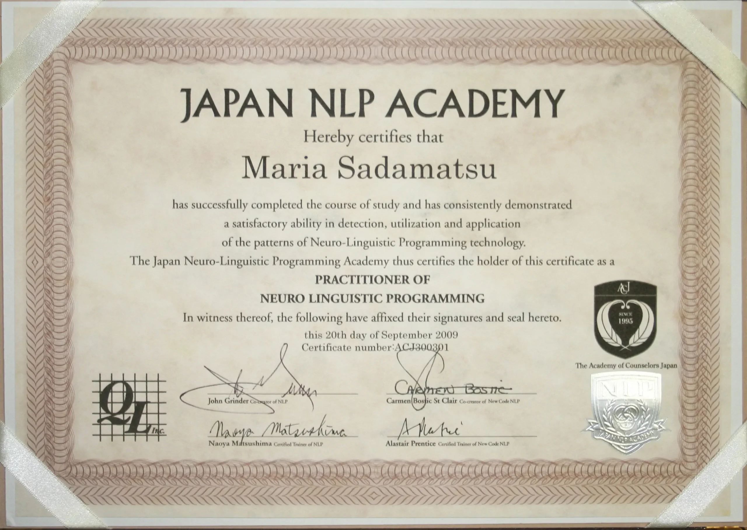 AXIA WORKS - アクシア・ワークス - 石川 摩里亜-カウンセリング資格-NLPプラクティショナー